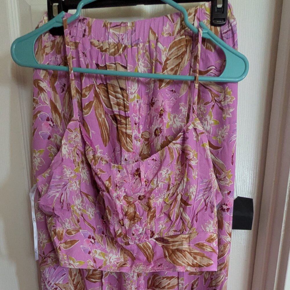 NWT Lulu's 2 piece crop top wide leg pantsuit XL lined